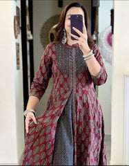 Classic Flared Front Slit Anarkali Set