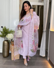 Pink dupatta set, cotton dupatta set, suitkari