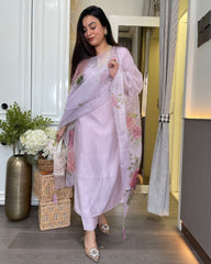 Pink dupatta set, cotton dupatta set, suitkari