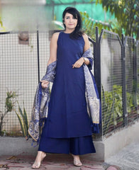 Royal Blue Suit Set with Dupatta