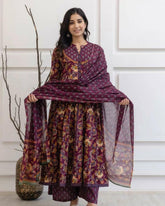 Wine Blossom Elegance Anarkali Set