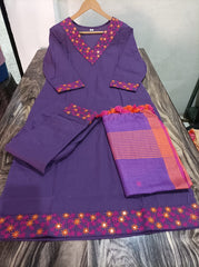 Purple Majesty Kurta Pant With Dupatta Set
