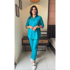 Suitkari, Co ord set, blue co ord set, shirts