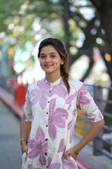 Pink Floral Leaf Cotton Co-Ord Set