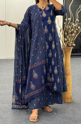 Indigo Ethnic Kurta Pant & Dupatta Set