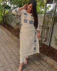 Floral Embroidered Cotton Flex Co-Ord Set