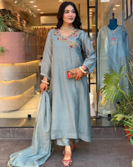 Blue Mist Kurta Pant & Dupatta Set