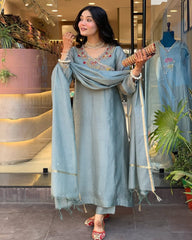 Blue Mist Kurta Pant & Dupatta Set