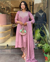 Pastel Majesty Kurta Pant & Dupatta Set