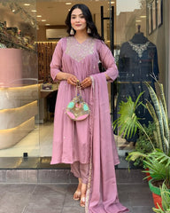 Pastel Majesty Kurta Pant & Dupatta Set