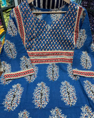 Cotton Dupatta set, Blue kurta pant with dupatta , suitkari