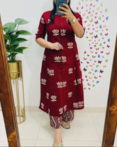Cotton co-ord set, Maroon co-ord set, suitkari