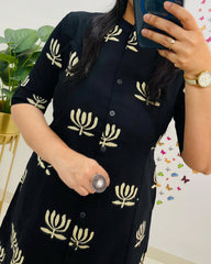 Elegant Black Cotton Co-Ord Set