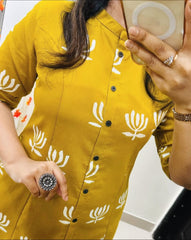 Cotton co-ord set, yellow co-ord set, suitkari