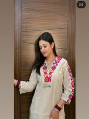 cotton co-ord set, embroidery co-ord set, suitkari