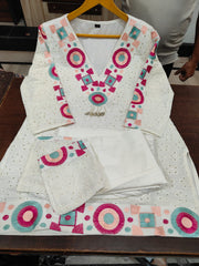 cotton co-ord set, embroidery co-ord set, suitkari