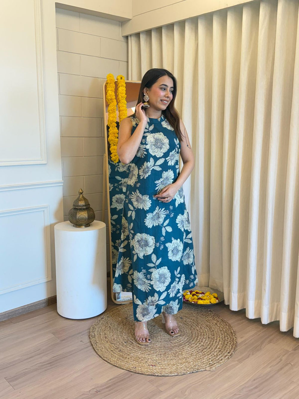 cotton kurta set, floral kurta set, suitkari