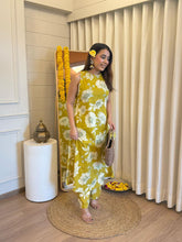 Ethnic Mustard Floral Sleeveless Kurta Set
