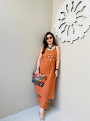 Orange co-ord set, cotton co-ord set, suitkari