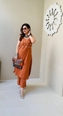 Orange co-ord set, cotton co-ord set, suitkari