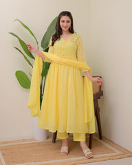 yellow dupatta set, kurta pant with dupatta , suitkari