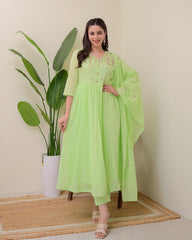 green dupatta set, kurta pant with dupatta, suitkari
