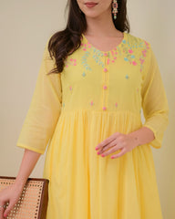 yellow dupatta set, kurta pant with dupatta , suitkari