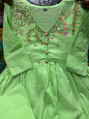 green dupatta set, kurta pant with dupatta, suitkari