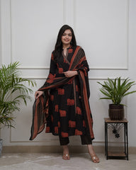 Beautiful Black Traditional Kurta Sets With Dupatta