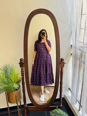 Purple Ikkat Cotton Midi Dress
