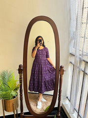 Purple Ikkat Cotton Midi Dress