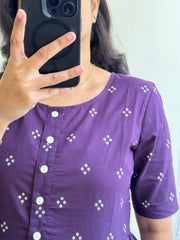 Purple Ikkat Cotton Midi Dress