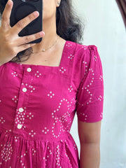 Pink Ikkat Cotton Midi Dress