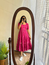 Pink Ikkat Cotton Midi Dress