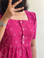 Pink Ikkat Cotton Midi Dress