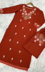 Rust Orange Kurta set, Long kurta set, suitkari