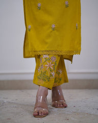 mustard yellow kurta set , long kurta set, suitkari