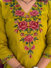 Yellow kurta set, Long Kurta set, suitkari
