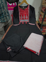 black dupatta set, cotton dupatta set, suitkari