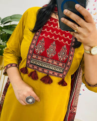 Yellow dupatta set, cotton dupatta set, suitkari