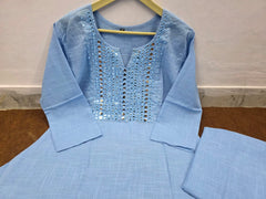 Blue Co-ord set, long co-ord set, suitkari