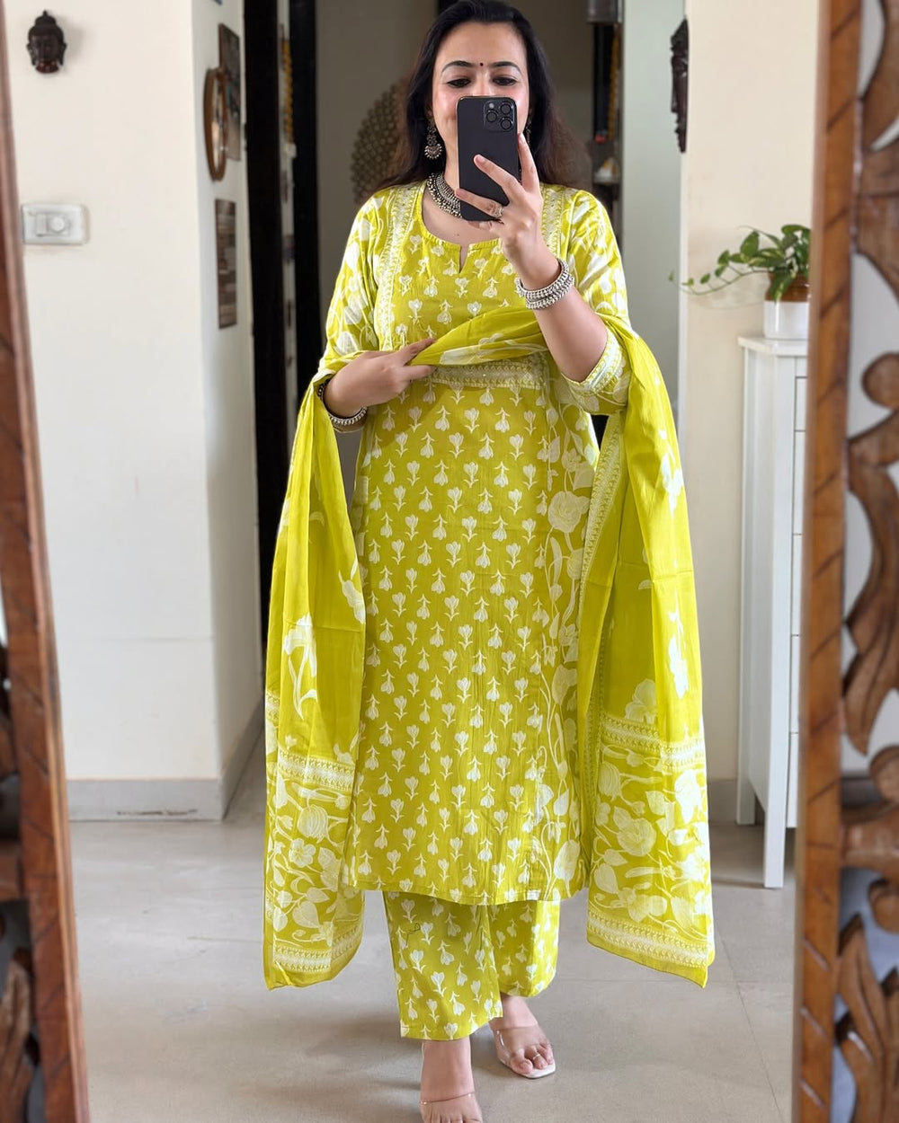 Yellow Dupatta set, cotton dupatta set, suitkari