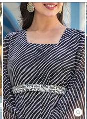 Perfect Black & White Organza Long Ankakali Gown