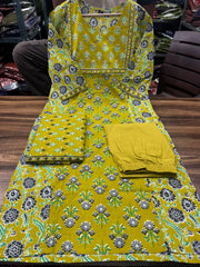 Pure fine Cotton Olive Green Suit Set