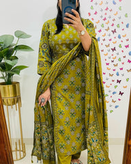 green suit set, cotton suit set, suitkari