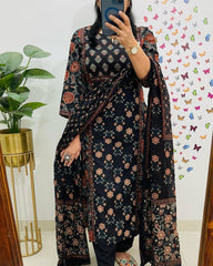 Pure fine Cotton Black Suit Set