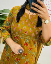 Pure fine Cotton Mustard Yellow Suit Set