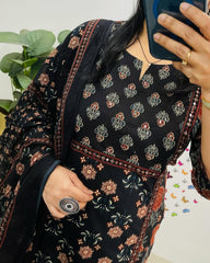 Pure fine Cotton Black Suit Set