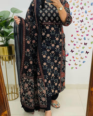 Pure fine Cotton Black Suit Set