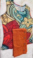 Orange co-ord set, cotton co-ord set, suitkari